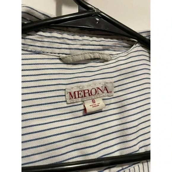 Merona Men’s Size Small Black & White Striped Button Down Shirt - Picture 4 of 7